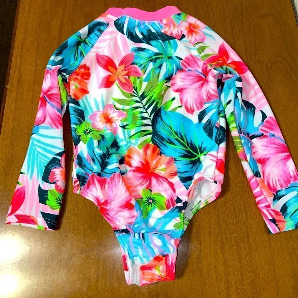 One piece long sleeve rash guard swim suit